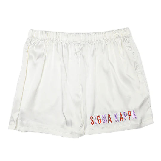 Embroidered Satin Short