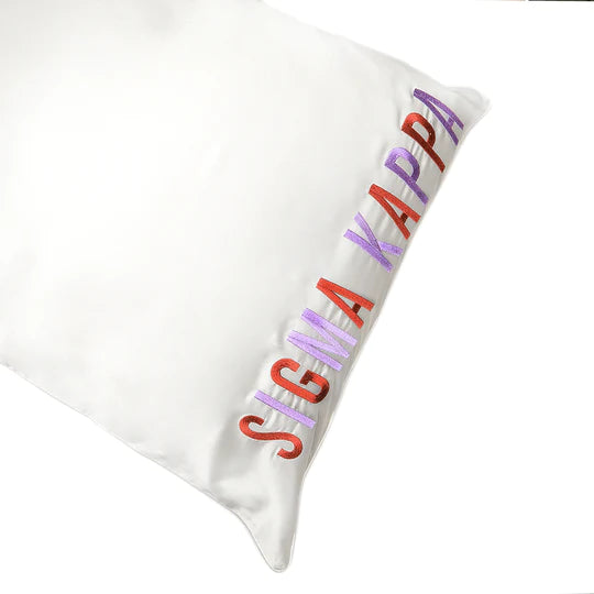 Multicolor Embroidered Satin Pillowcase